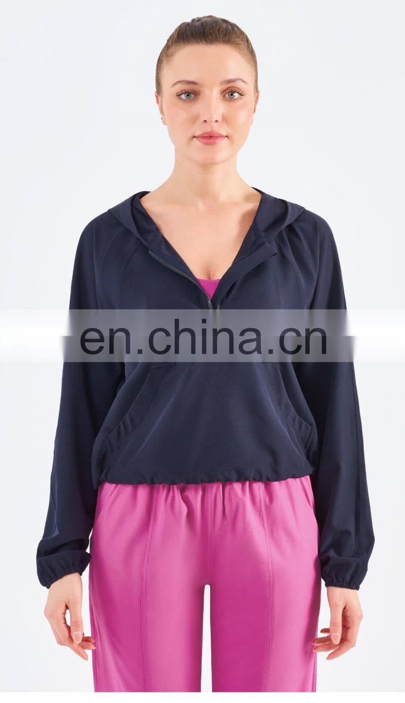 New Drop Women's Jackets Waterproof Sun UV Protection Run Half Zipper Hoodie Yoga Jacket