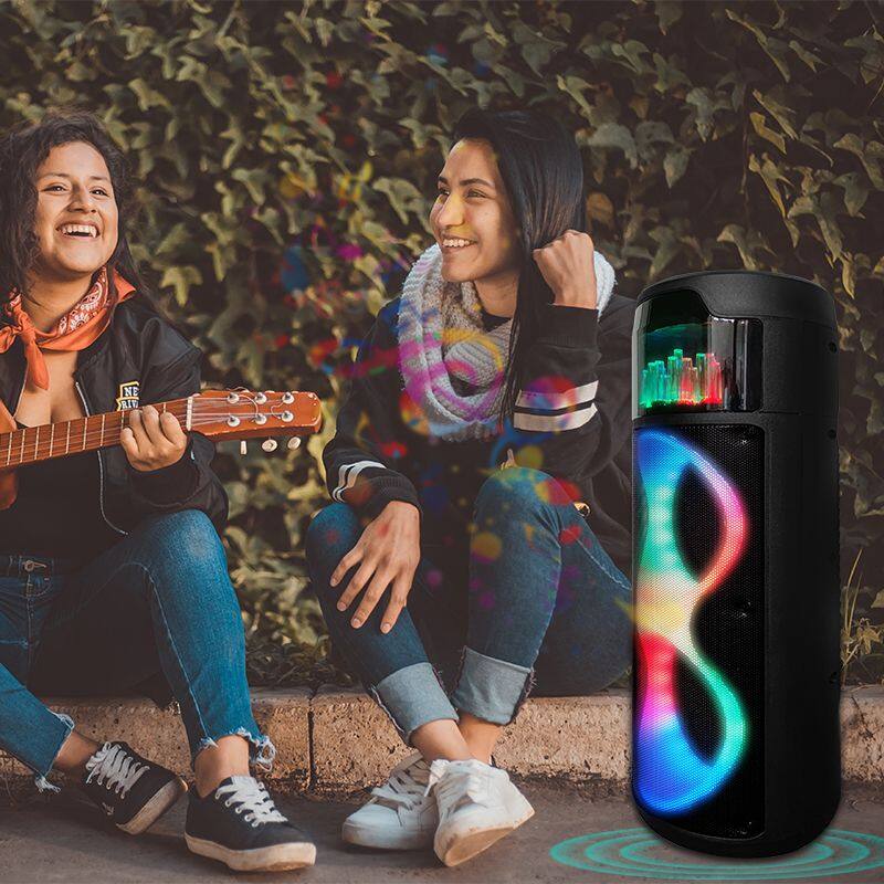 ZQS8223 wholesale 40W power dual 8 inch speaker with mic active party speaker with colorful lights