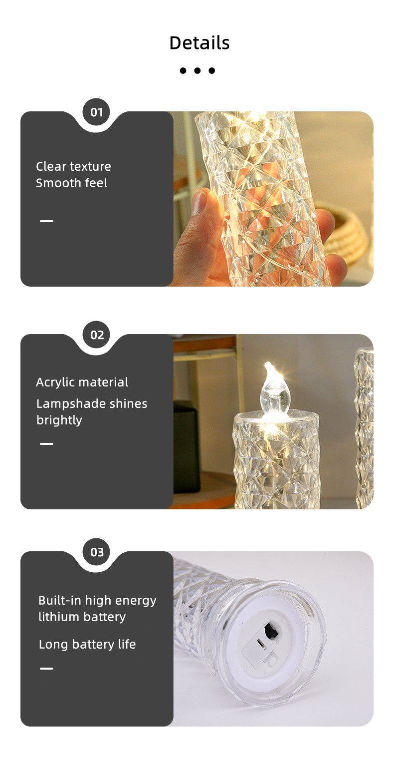 LED Rose Halo Candle Light Romantic Night Light Creative Luminous Electronic Candle Night Light