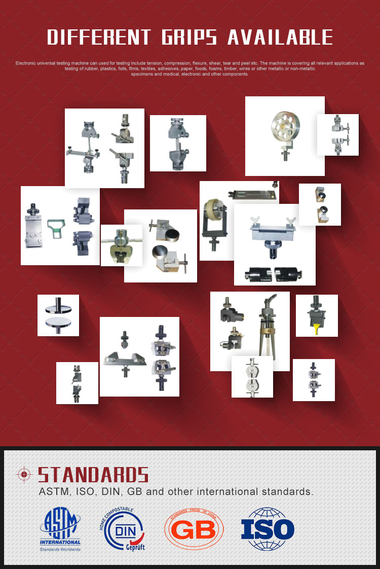 WDS-2 2kn ISO ASTM DIN Standard Plastic Rubber Metal Used Electronic Universal Testing Machine with Deformation Extensometer