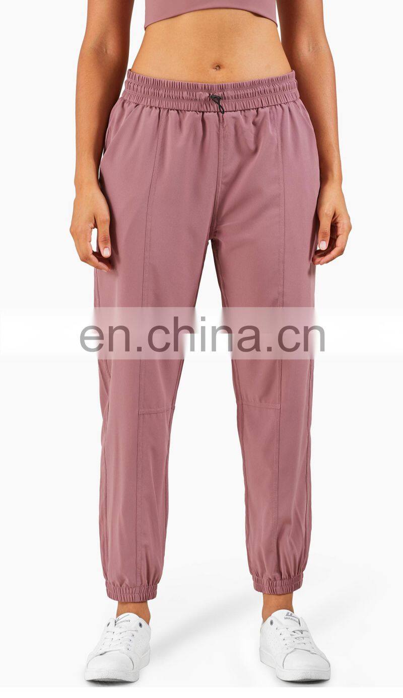 UV Protection Outdoor Sweatpants Drawstring Gym Jogger Woman Yoga Pants With Pocket