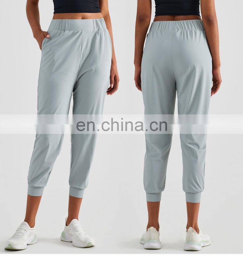 Custom Quick Dry Women Jogging Loose Casual Pants Side Pockets Yoga Fitness Leggings