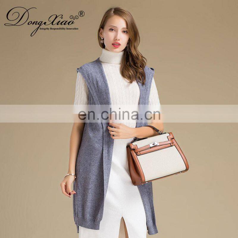2022 New Fashion Sleeveless Cardigan Women Oversized Hooded Wool Sweater