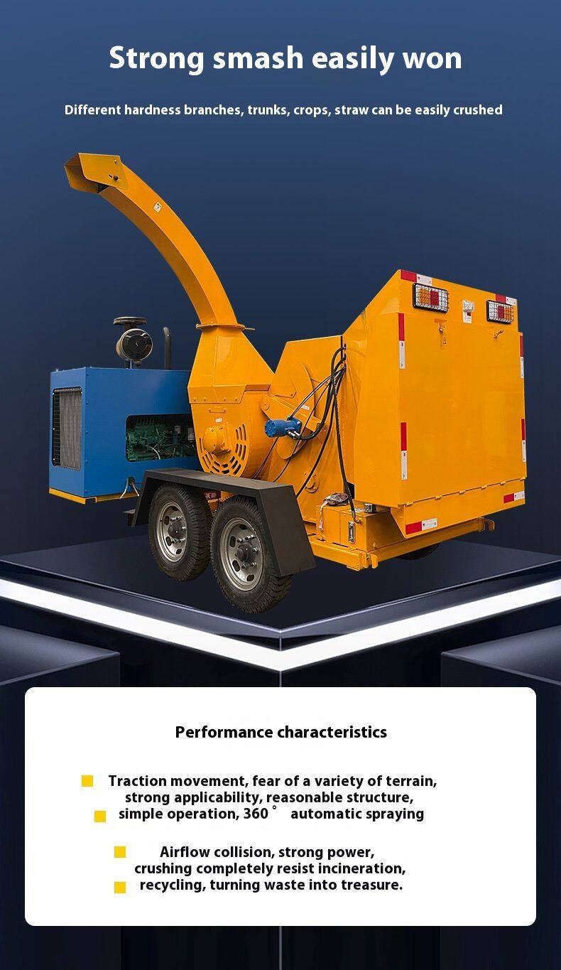Factory Direct Large Mobile Branch Wood Chipper Garden Tree Crusher With Motor Used for Farm Construction Life-Long Maintenance