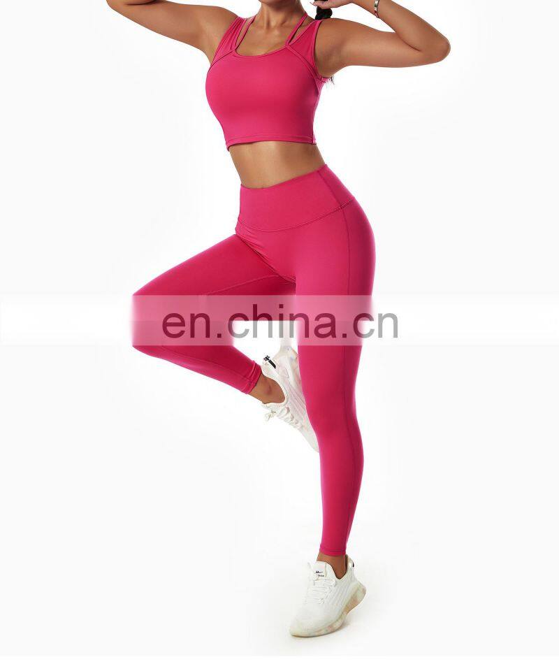 Halter Neck Fitness Women Sports Bras Factory Sales Sexy Wide Straps Yoga Tank Tops