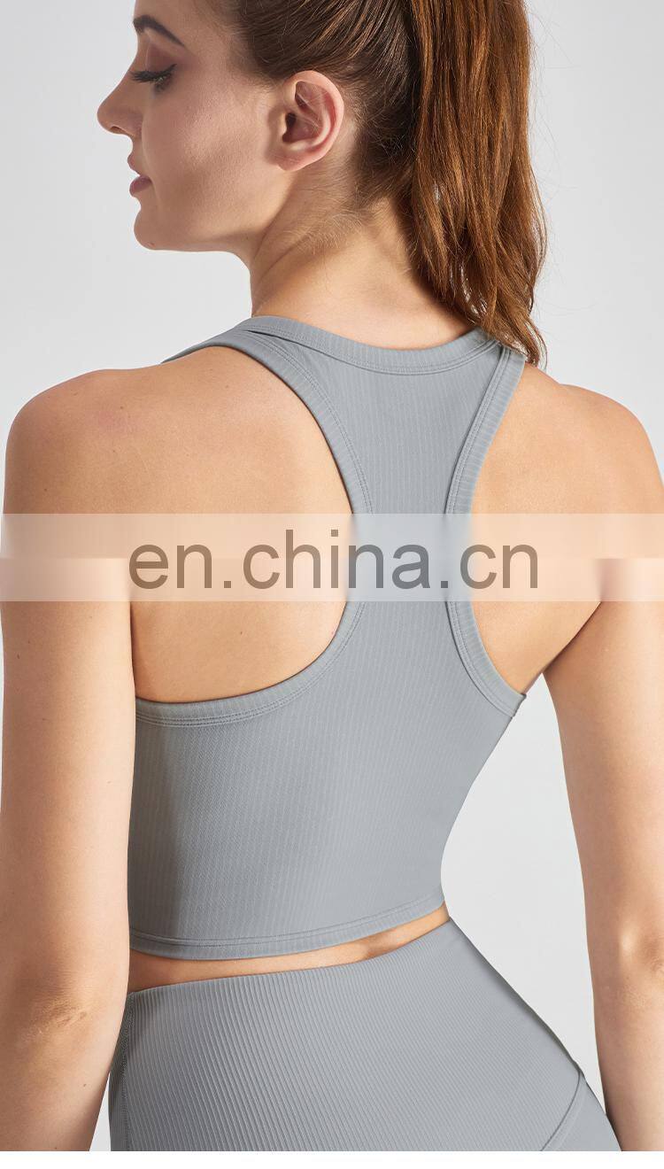 Embossing Print Sports Bra Top Sexy Y Back Women Sports Vest Running Shockproof Yoga Vest