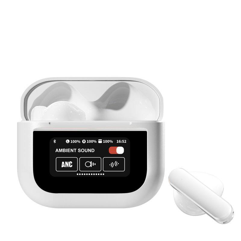 ANC ENC Earbuds With LCD Colorful Touch Screen TWS Wireless Stereo Type-C Headphones