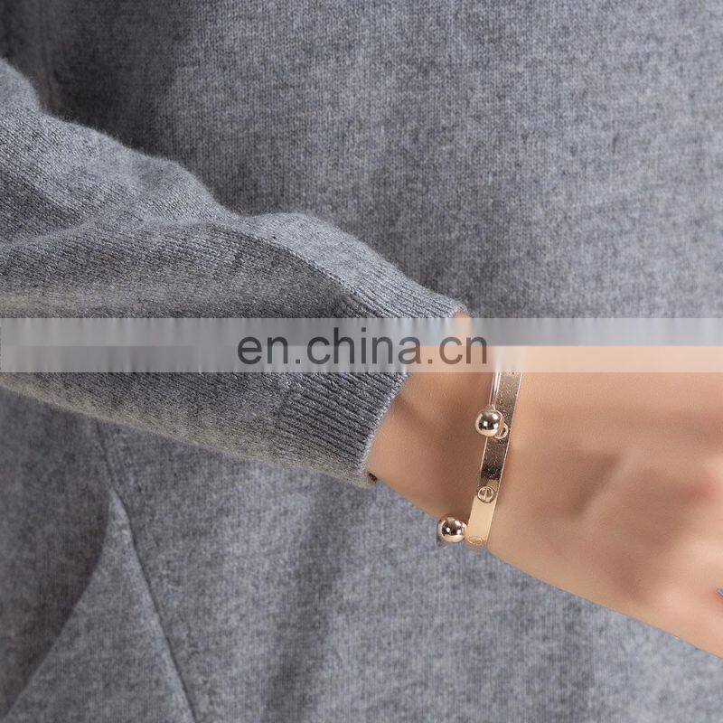 Lady Fashion Winter Warm Casual Long Dress Vintage 100% Cashmere Sweater O-Neck Collar Knitted Weaving OEM Service Available