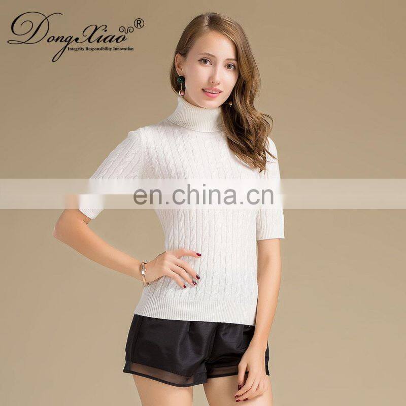 100% Cashmere Preppy Style Turtleneck Sweater Women Slim Fit Half Sleeves Solid Pattern Knitted Winter OEM Service Available