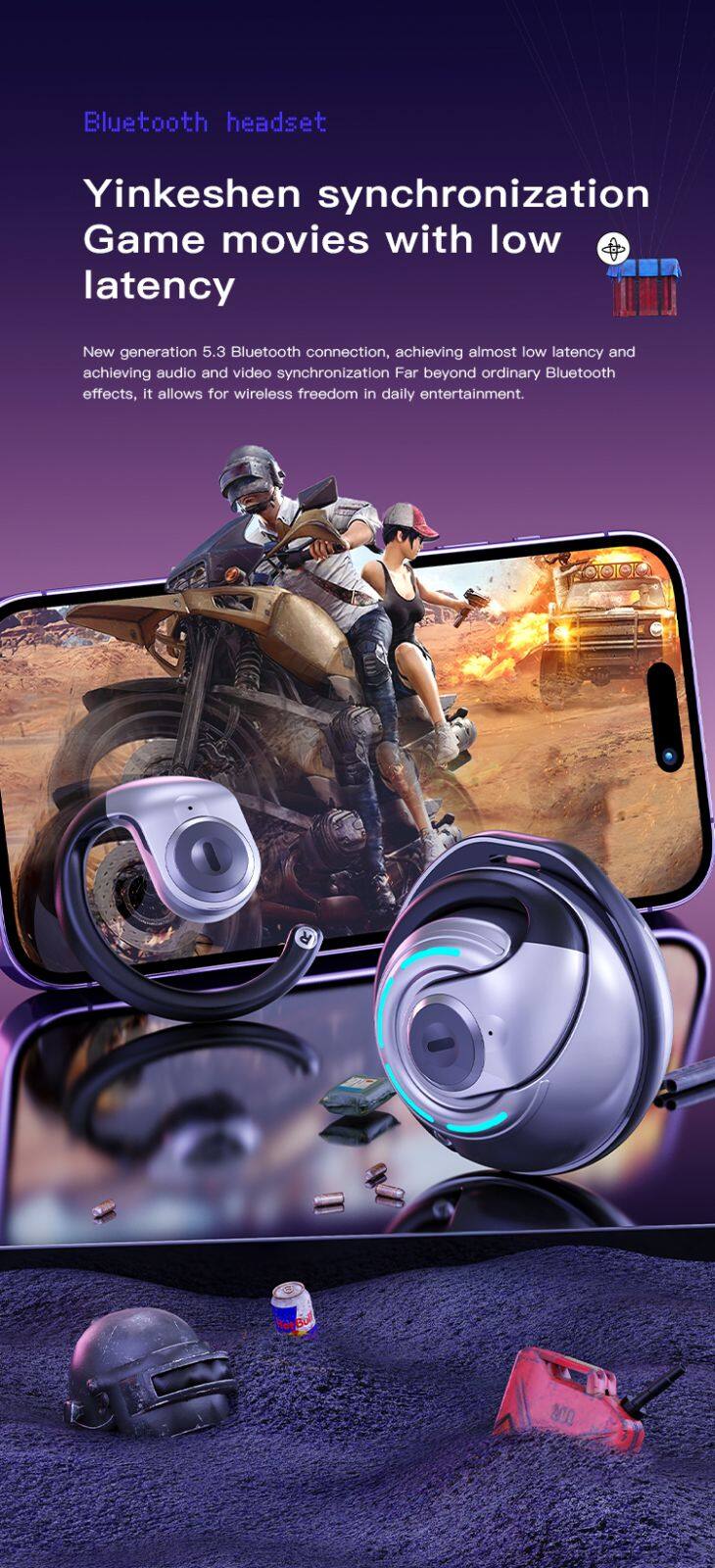 Bluetooth 5.3 waterproof IPX7 Earbuds earphones sport wireless earbuds with carabiner dust protection ear hook Ear clip