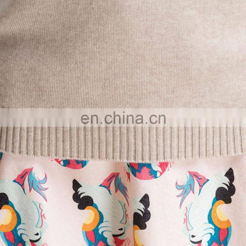 Fashion Skier Jumper Knitting Production Intarsia Women 100% Cashmere Sweater