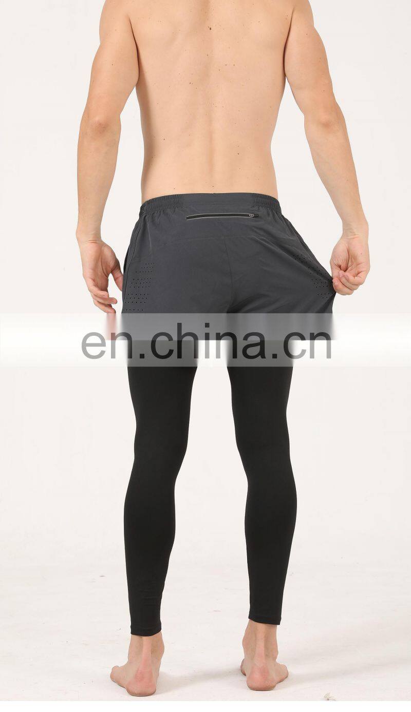 Quick-Drying Men's Leggings Casual Tights Body Two Pieces Running Fitness Sports Shorts