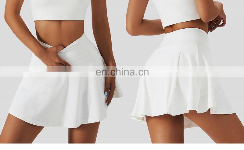 2 In 1 Piece Tennis Skirts With Side Pockets Shorts Wholesale Womens Golf Sportswear