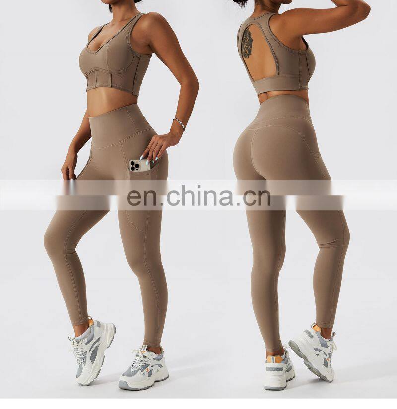 3 Pcs Sexy Mesh Bra Sports Sets Custom Fitness Women Yoga Long Sleeve Yoga Tops Suits