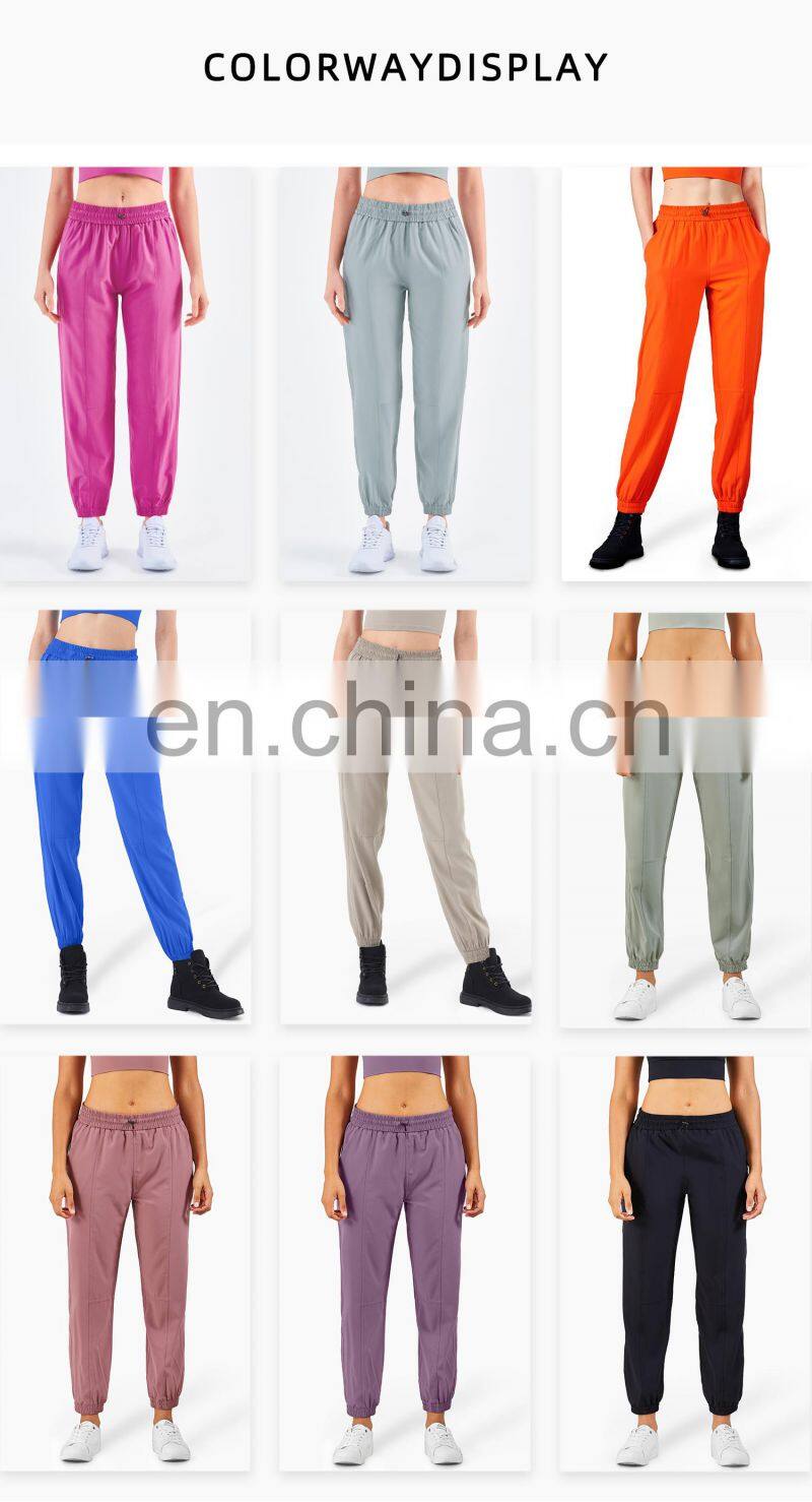 UV Protection Outdoor Sweatpants Drawstring Gym Jogger Woman Yoga Pants With Pocket