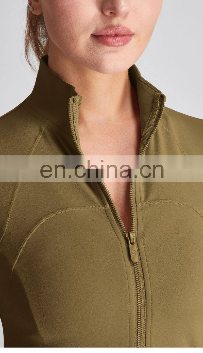 Custom Full Zipper Yoga Breathable Jackets Gym Women Thumb Holes Long Sleeve Sport Wears