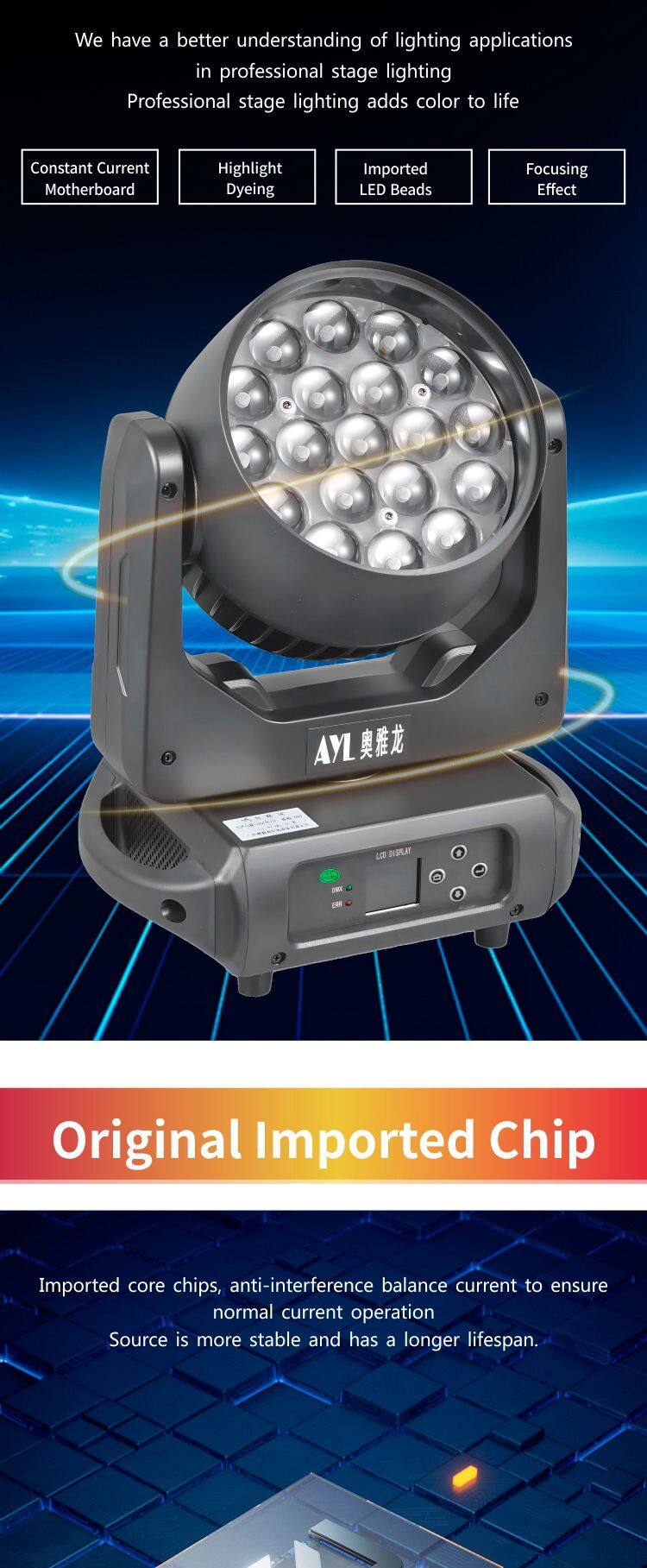 RS19 19x15W Eye B-eye Zoom Wash Beam Focusing DMX Pixel Control 4in1 RGBW LED Zoom Moving Head Wash Lights