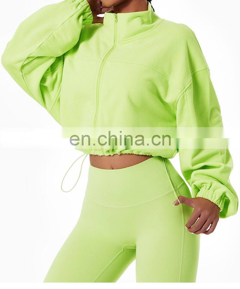 Full Zipper Women Custom Lightweight Slim Fit Yoga Jackets Long Sleeve Yoga Crop Tops