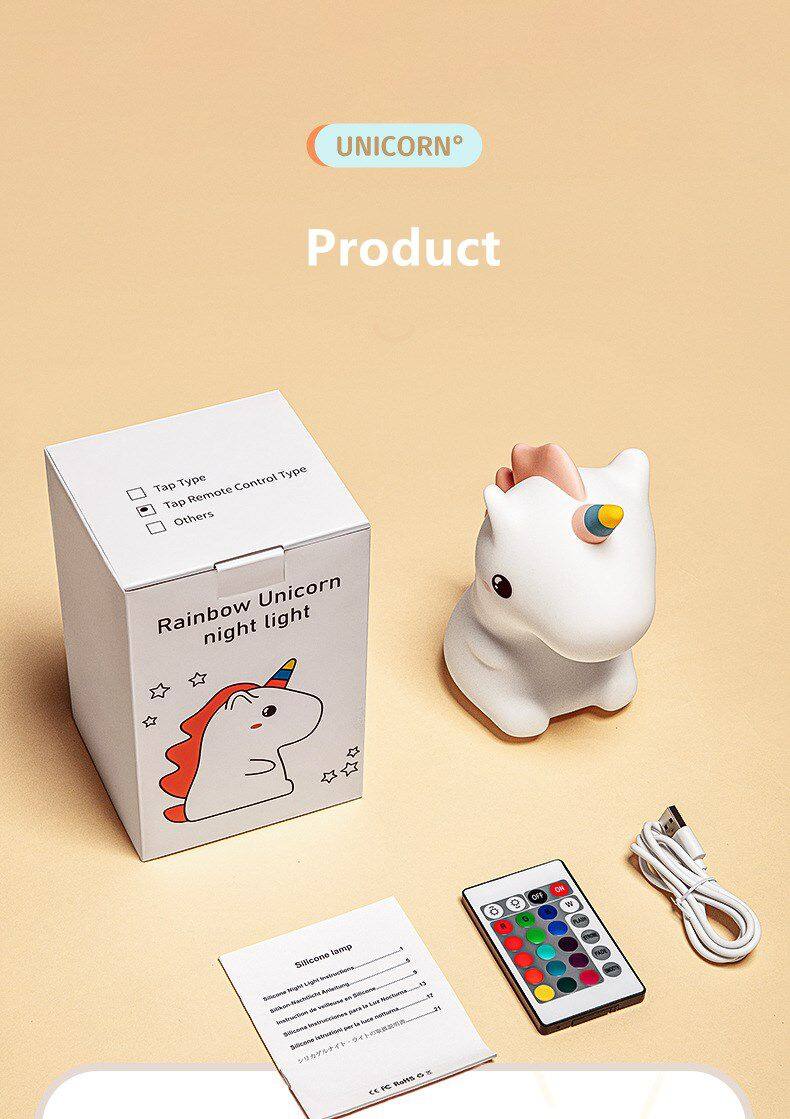 Creative Unicorn Nightlight Children Feeding Sleep Pat Light Bedroom Night Light