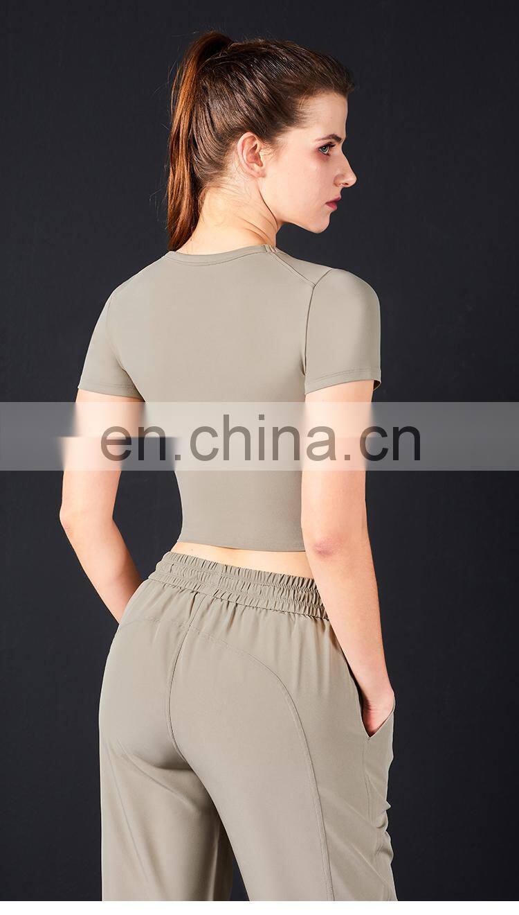 Hot Sale Gym Wear Women T Shirts Oem Slim Fit Short Compression Workout Athletic Shirt Tops