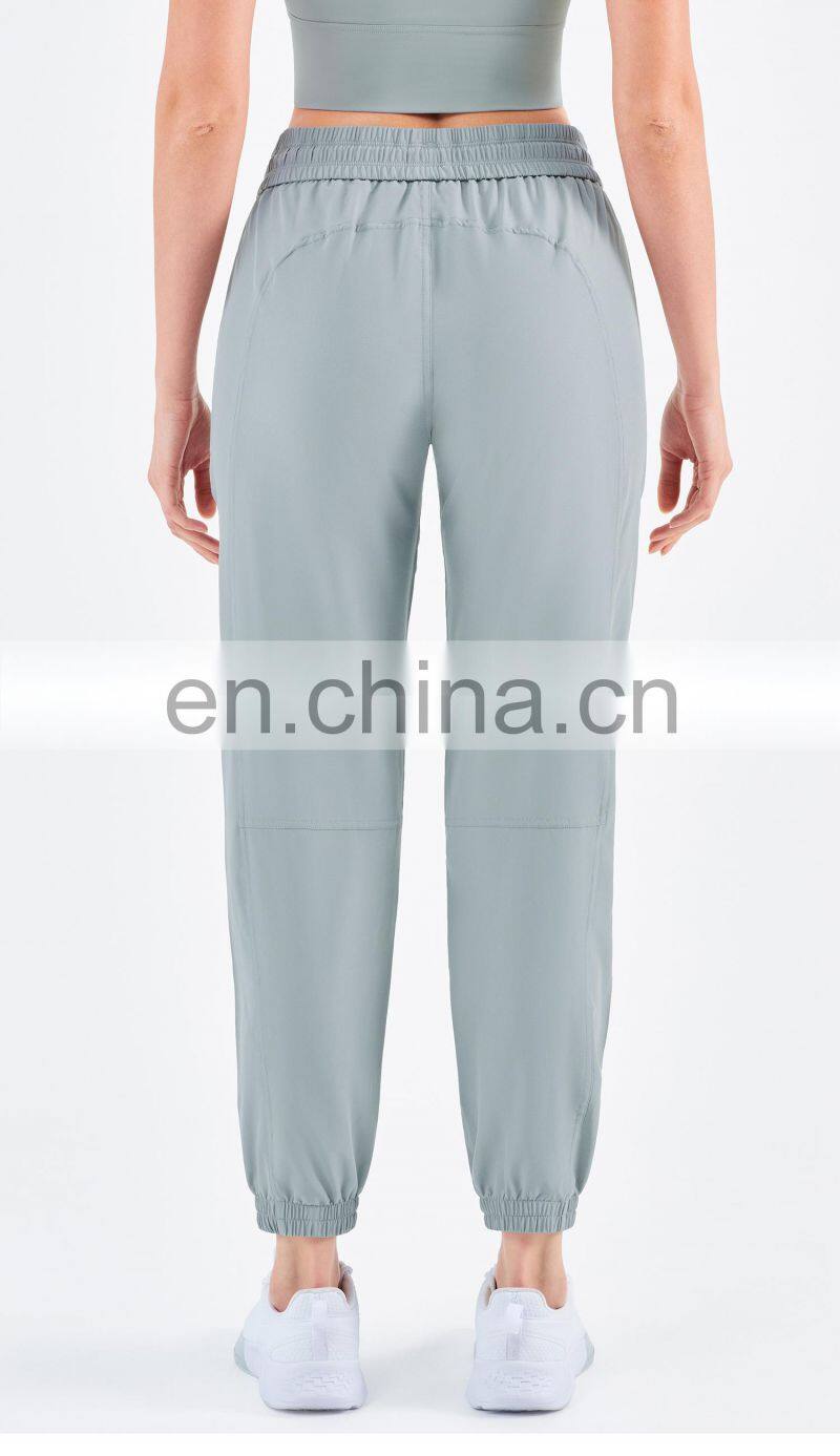 UV Protection Outdoor Sweatpants Drawstring Gym Jogger Woman Yoga Pants With Pocket