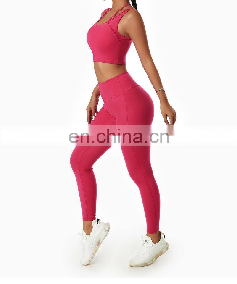 Halter Neck Fitness Women Sports Bras Factory Sales Sexy Wide Straps Yoga Tank Tops