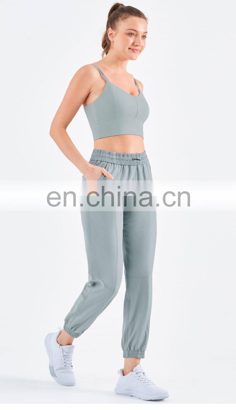 UV Protection Outdoor Sweatpants Drawstring Gym Jogger Woman Yoga Pants With Pocket