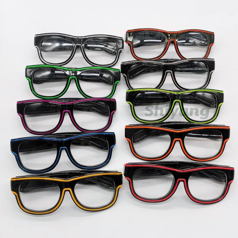 Party Decoration Black Lens USB Charging EL Light up Sunglasses Wireless Rechargeable LED Glasses