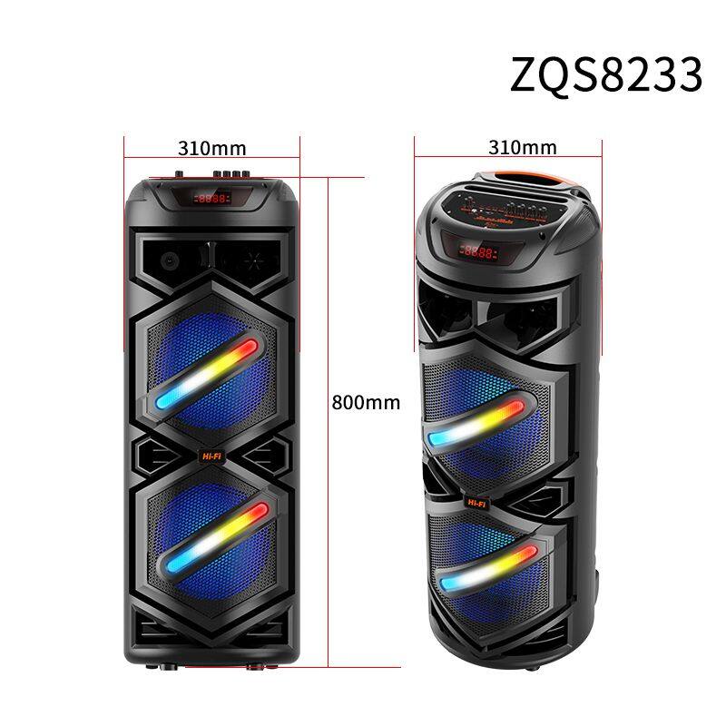 ZQS8233 sell well subwoofer 40W power dual 8 inch speaker wireless party speaker with colorful lights