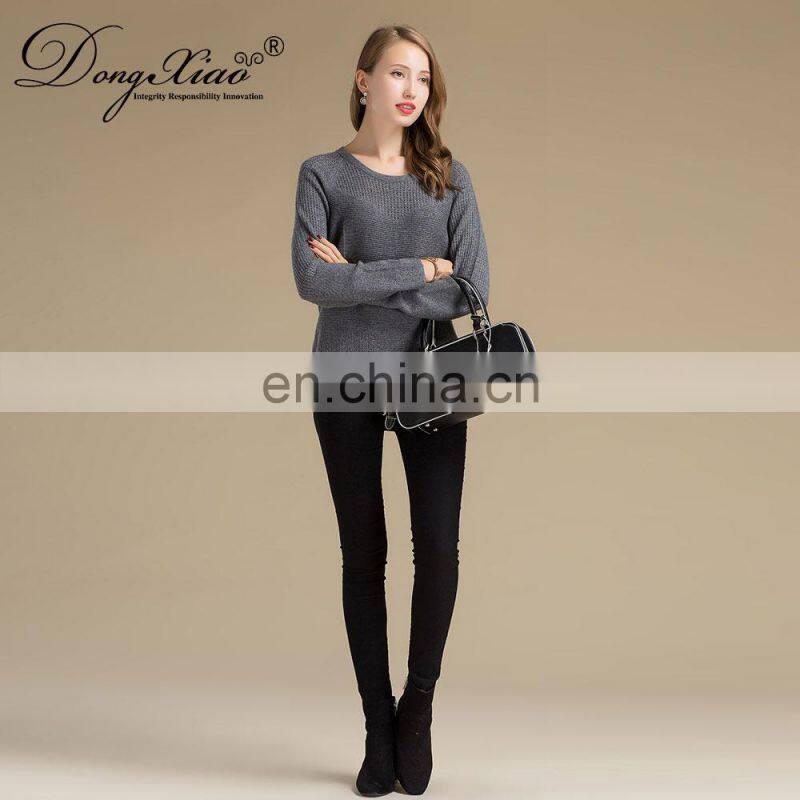 High Quality 100% Cashmere Women's Sweater Comfortable Knitted Casual Style with Crew Neck Solid Pattern for Winter