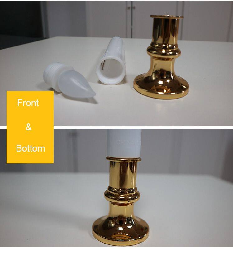 Professional Factory Supply Led Flameless Window Battery Operated Taper Candles with Gold Removable Candle Holders