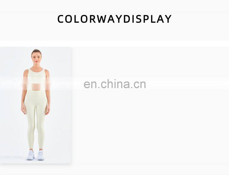 Wholesale Two Piece Yoga Wear V Shaped Open Back Workout High Waist Yoga Pants Sport Suit