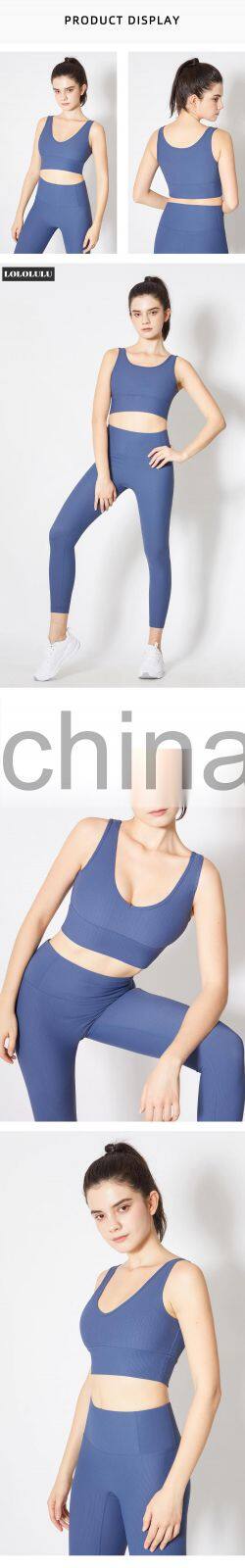 New arrival Ribbed Tank Top Women Sports Bra High Impact Fitness Workout Yoga Bra