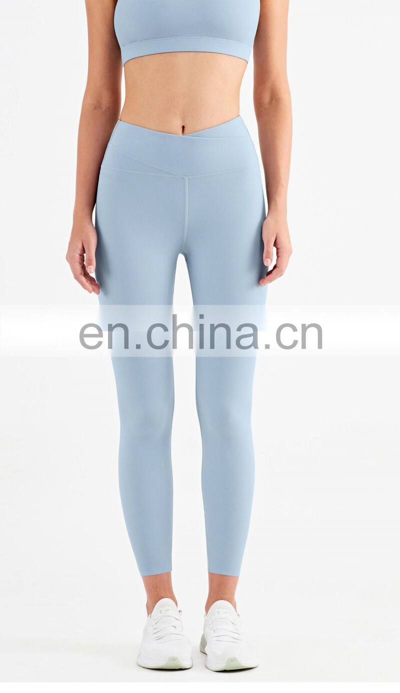 Crossover Waist Leggings Woman Scrunch Butt High Rise Fitness Yoga Pants Leggings Pitaya