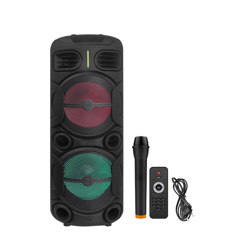 ZQS10208 super power 80W wireless 12-inch*2  bass sound customized party speaker with colorful lights