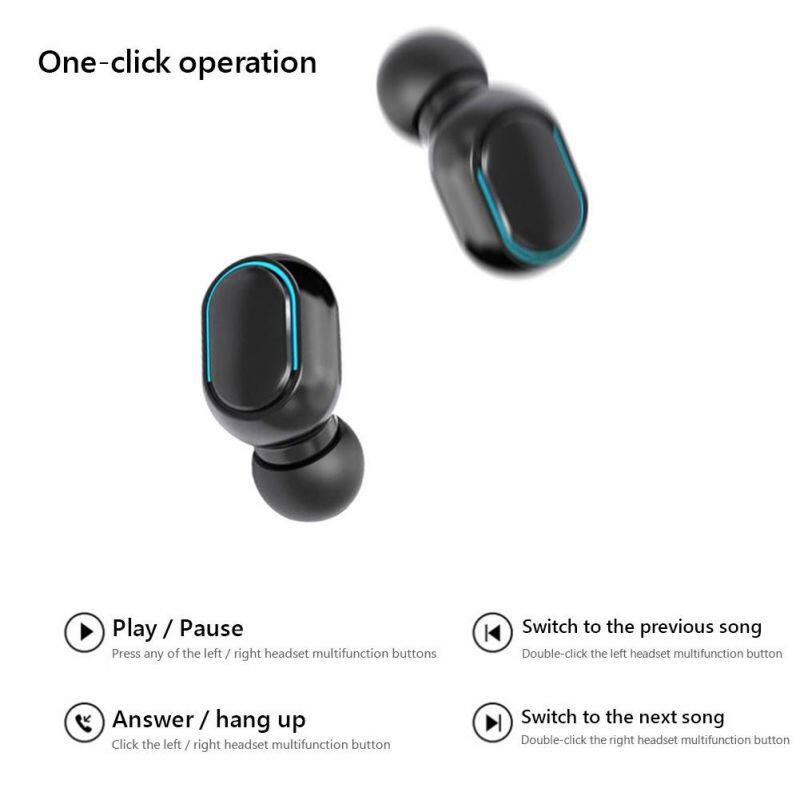 TWS True Wireless Waterproof Sports Headphone Bluetooth-compatible 5.0 Earbuds In Ear Earphone Built-in Mic Charging Case