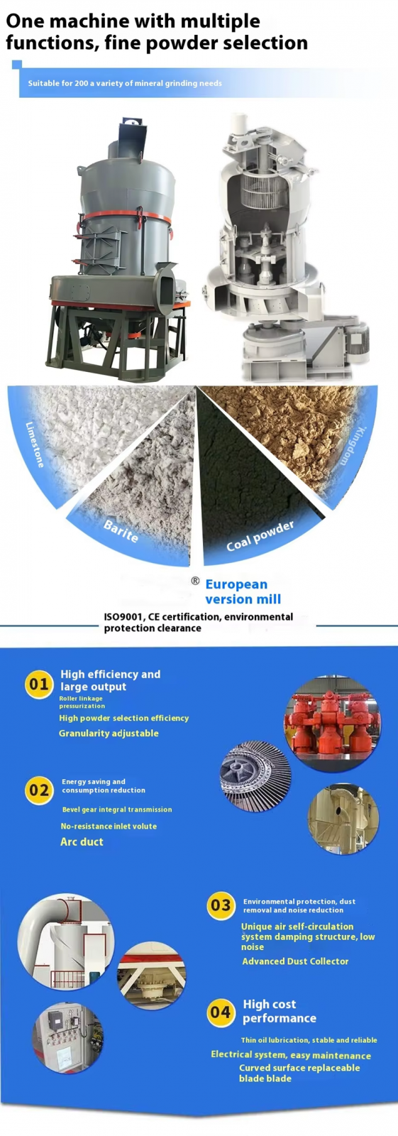 Mini Grinding Raymond Mill for Gypsum Limestone Dolomite Potash Feldspar Talc Powder Mill Production Line