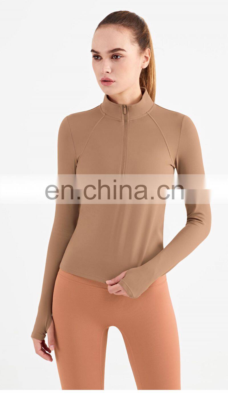 2022 Yoga Top Fitness Jacket With Thumb Holes High Strength Zipper Sport Running Jackets Women