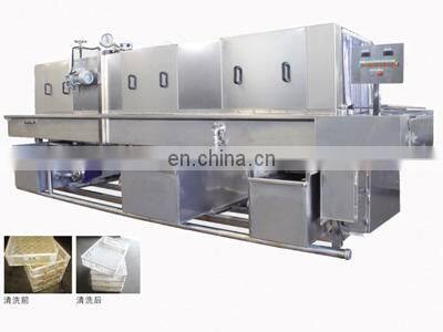 Efficient cages cleaning line steam heating plastic basket washing machine