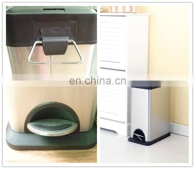 Rectangular color coating stainless steel foot pedal recycling satin separate waste paper bin