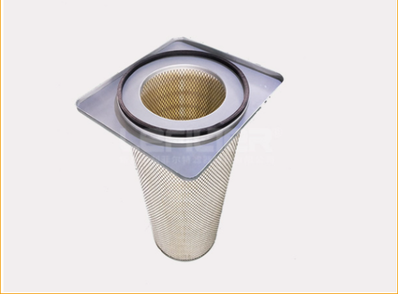 Square outside and round inside dust filter cylinder
