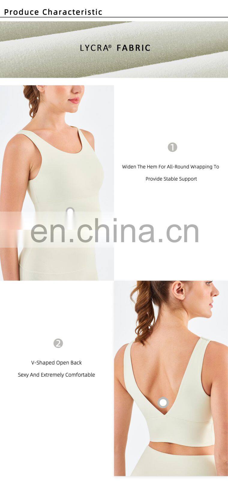 Tik Tok Women V Shaped Open Back High Elastic Yoga Bras Gym Running Workout Tank Tops