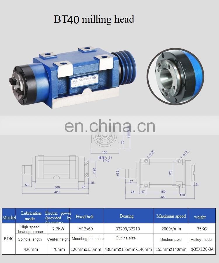 High quality BT40 milling head Boring Milling Spindle Heads