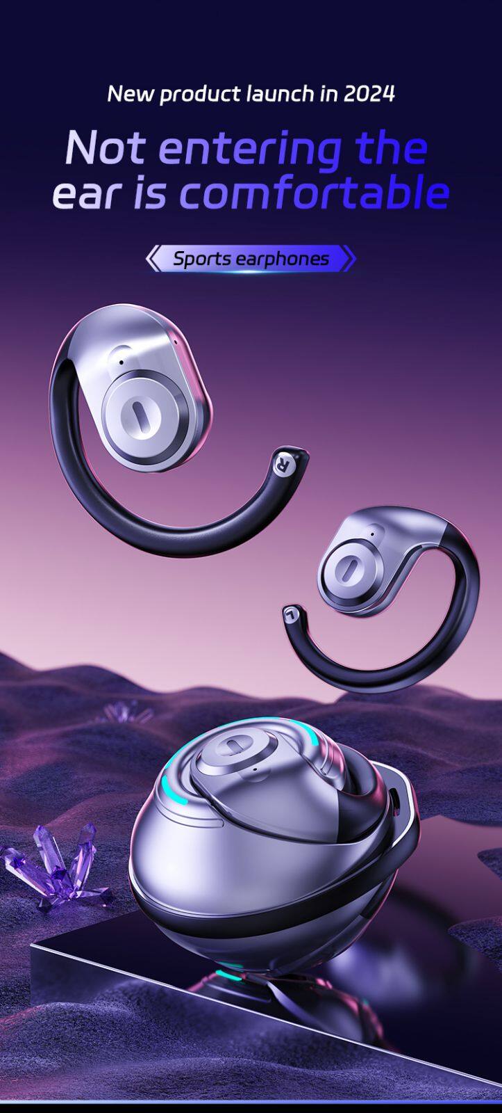 Bluetooth 5.3 waterproof IPX7 Earbuds earphones sport wireless earbuds with carabiner dust protection ear hook Ear clip