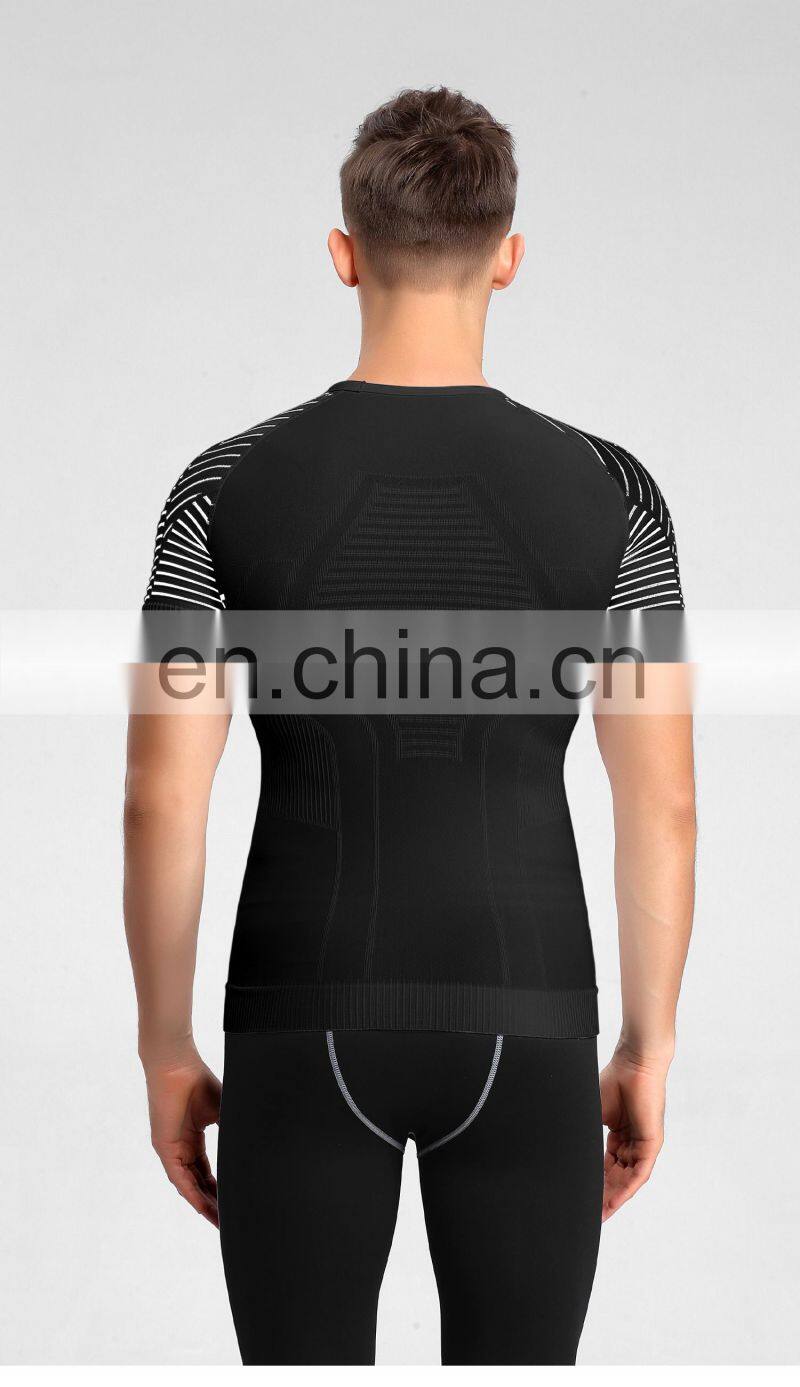 Wholesale New Ribbed Knitted Sports Men's T Shirts Breathable Training Shirt