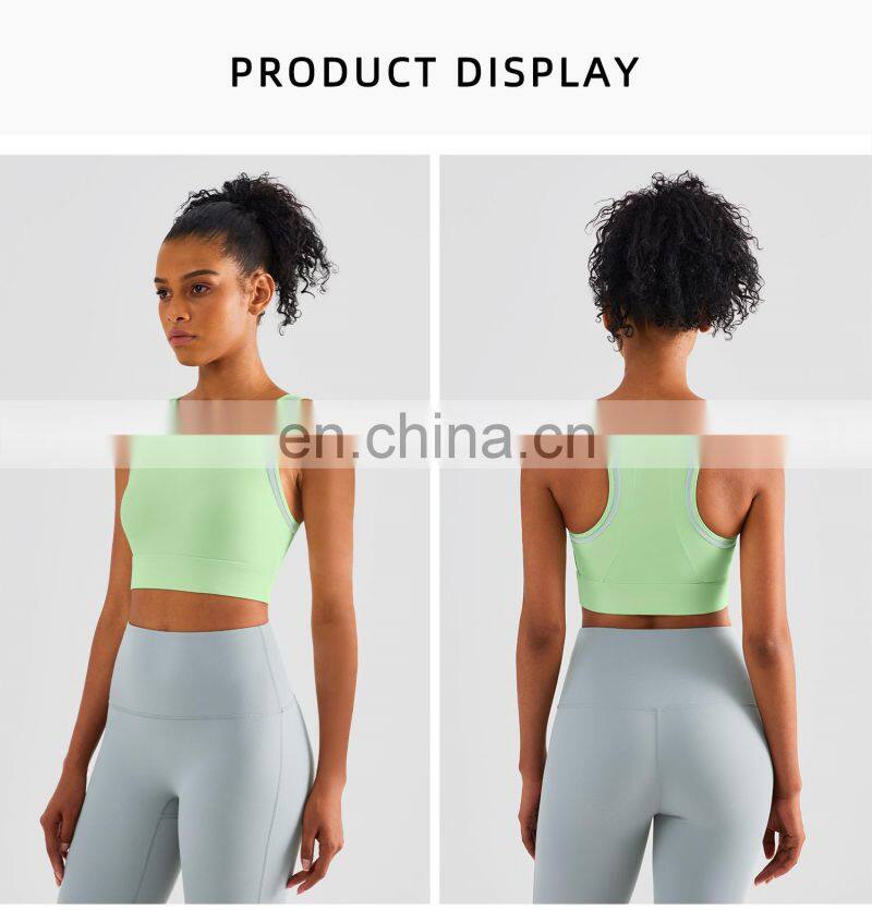 Fixed Pads Contrasting Colors Custom Sports Bras Racer Back High Impact Gym Tops