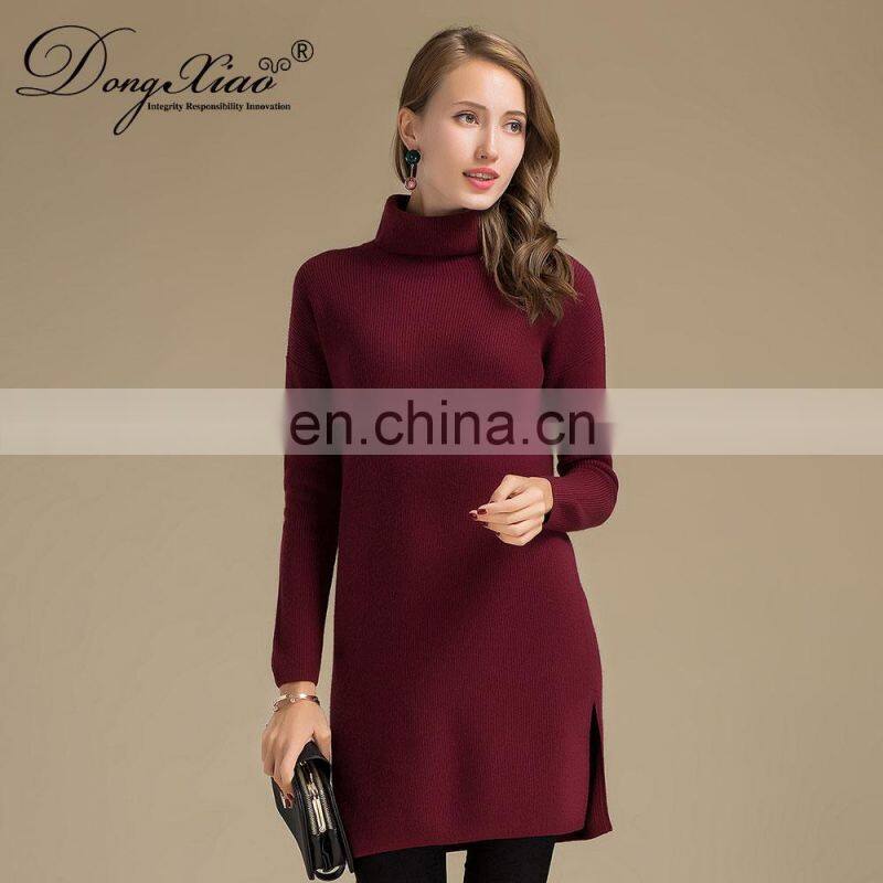 Custom Plus Size Women's Turtleneck Oversized Wool Trending Sweater Dresses