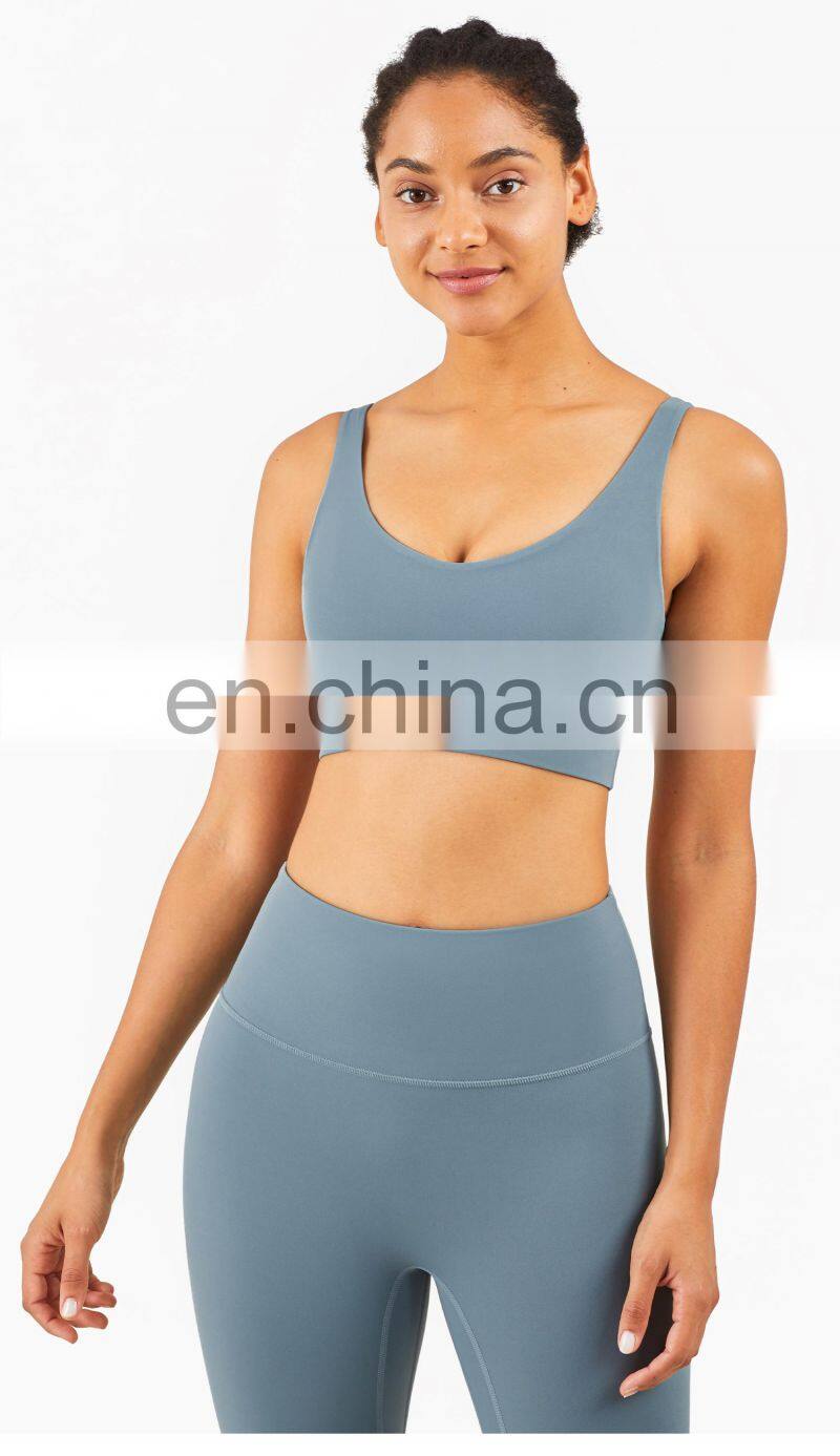 LOLOLULU Private Label Women Gym Yoga Bra V Neck Tank Top Fitness Athletic Clothes