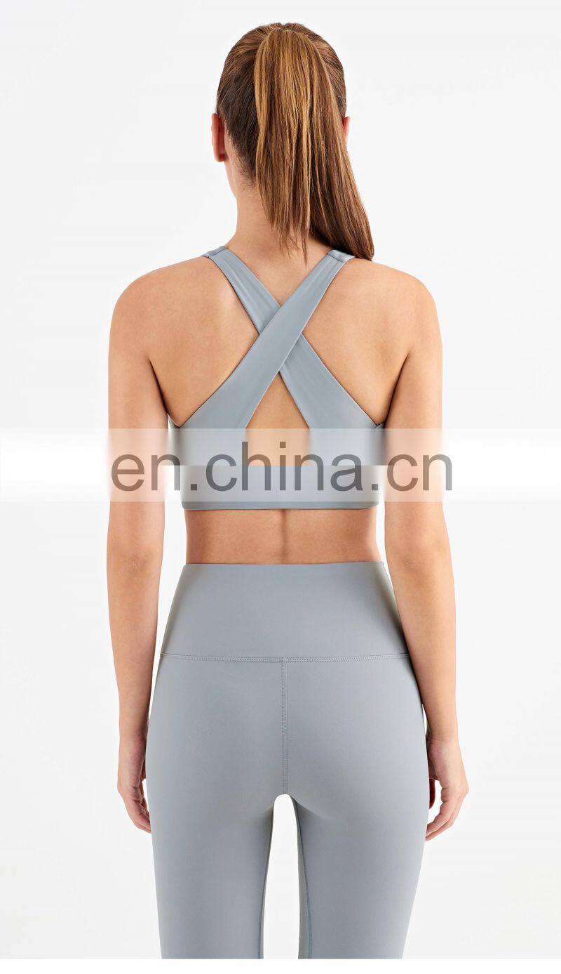 Designer Wholesale 2022 High Support Sport Bra Hollow Cross Back Sport Top Sports Bra Women
