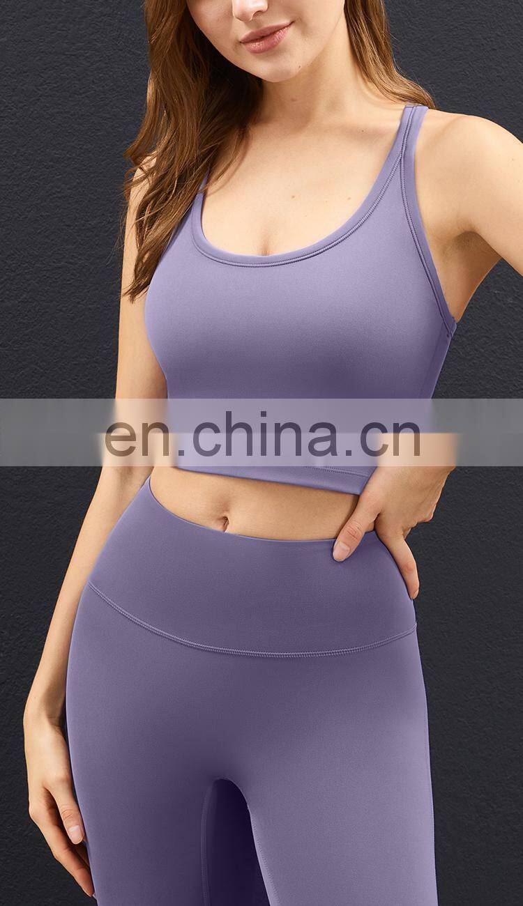 ECO Fabric Longline Racer Back Padded Sports Bra For Women Fitness Workout Toga Crop Tops